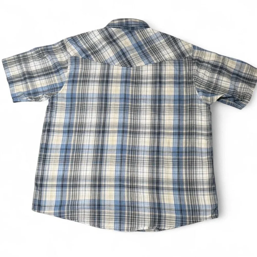 DICKIES Short Sleeve Plaid Pearl Snap Shirt. Men’s XL - Picture 2 of 5